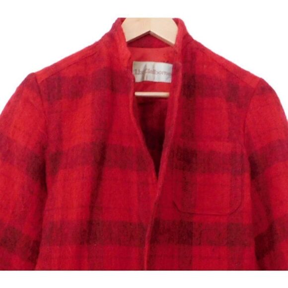 Vintage Womens Mohair Wool Jacket Liz Clairbone Size 6 Red Blazer Plaid - Picture 2 of 5